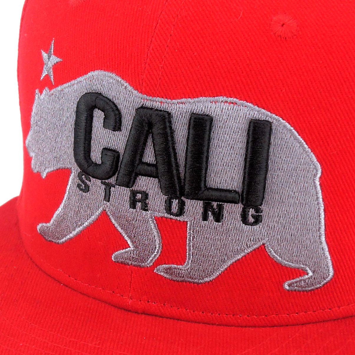 CALI Strong West Coast Grey Red Flat Bill Snapback Cap - MaccRabbit