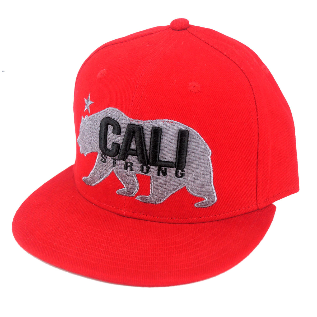 CALI Strong West Coast Grey Red Flat Bill Snapback Cap